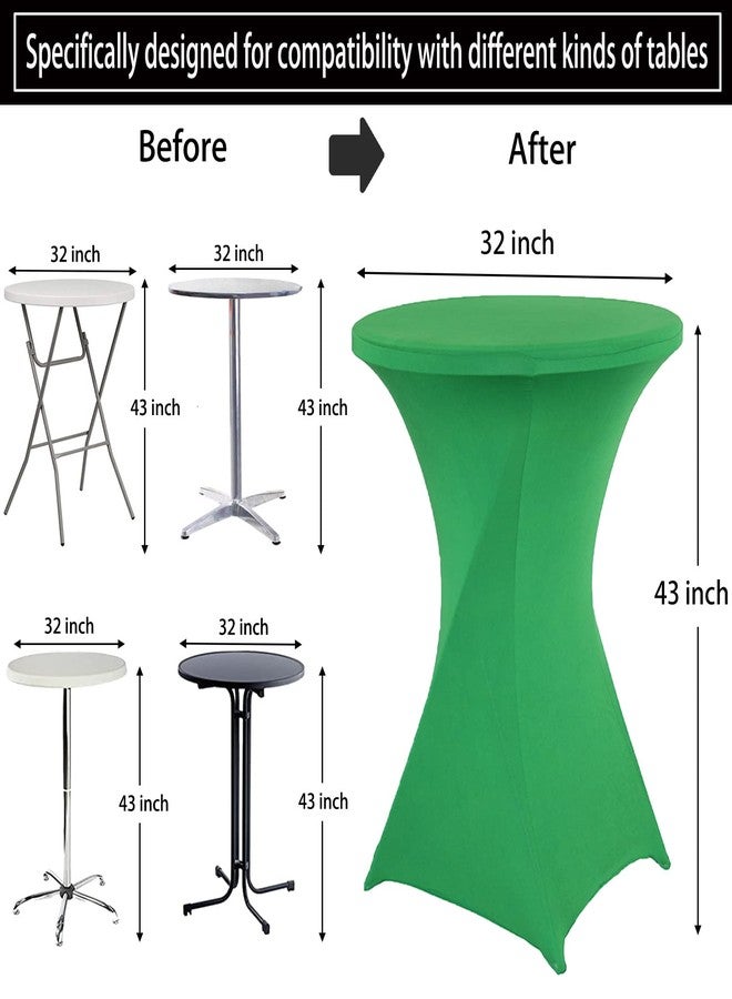 Jusmate 2 Pack 32x43 Inch Green Spandex Cocktail Table Covers, Fitted Round Cocktail Tablecloth, Stretch Highboy Table Cover Cloth for Wedding, Party, Banquet, Event - Image 3