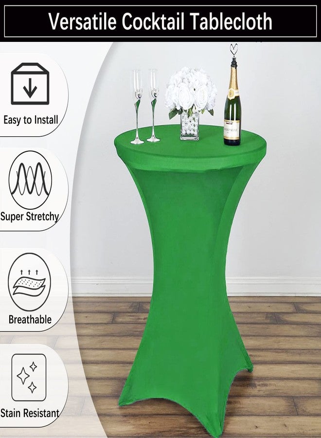 Jusmate 2 Pack 32x43 Inch Green Spandex Cocktail Table Covers, Fitted Round Cocktail Tablecloth, Stretch Highboy Table Cover Cloth for Wedding, Party, Banquet, Event - Image 2