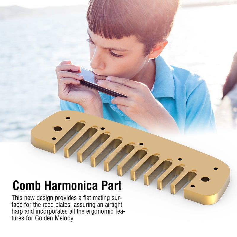 Aluminum Alloy Blues Comb Harmonica Part for Hohner Golden Melody (Gold) - Image 2