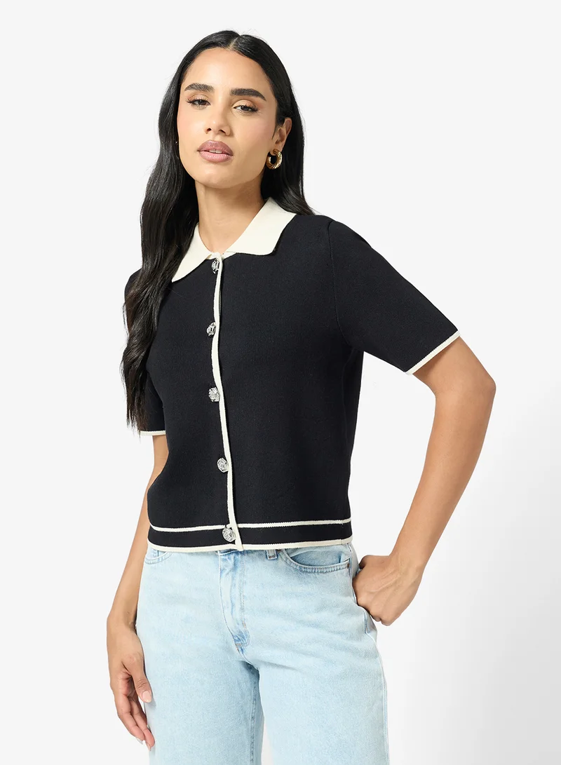 ONLY Kniitted Buttoned Polo Cardigan