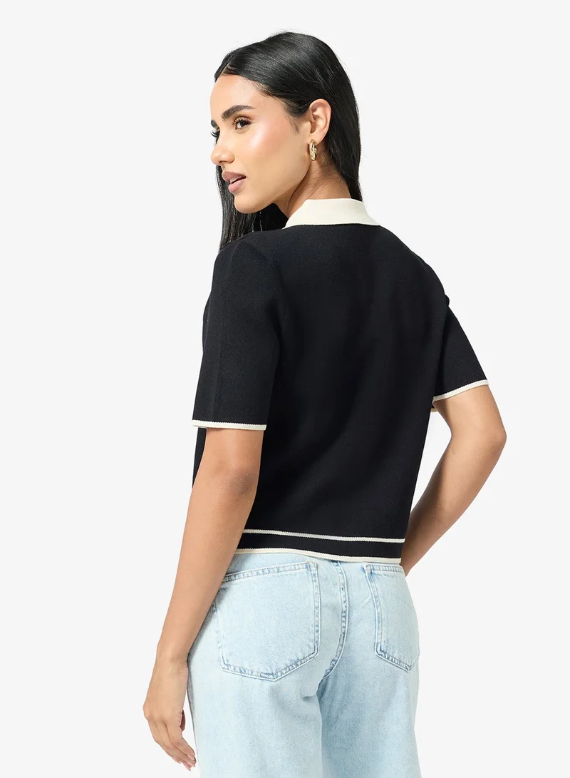 ONLY Kniitted Buttoned Polo Cardigan