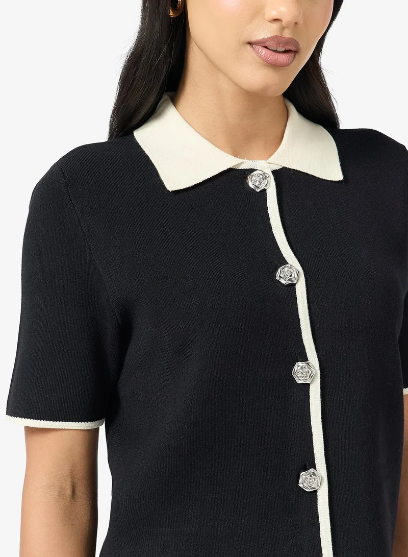 ONLY  Kniitted Buttoned Polo Cardigan for Women | Best Price UAE