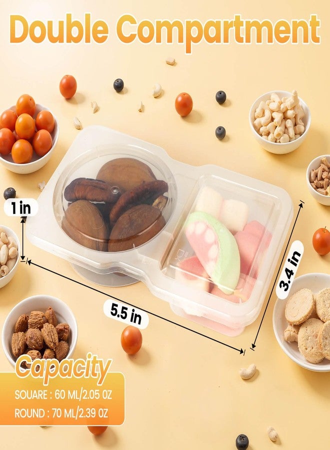 Dasinro Double Compartment Condiment Containers with Lid (Transparent 20PCS) Used For Portioning Fruits,Storing Food Dips and Carrying Snacks - Image 2