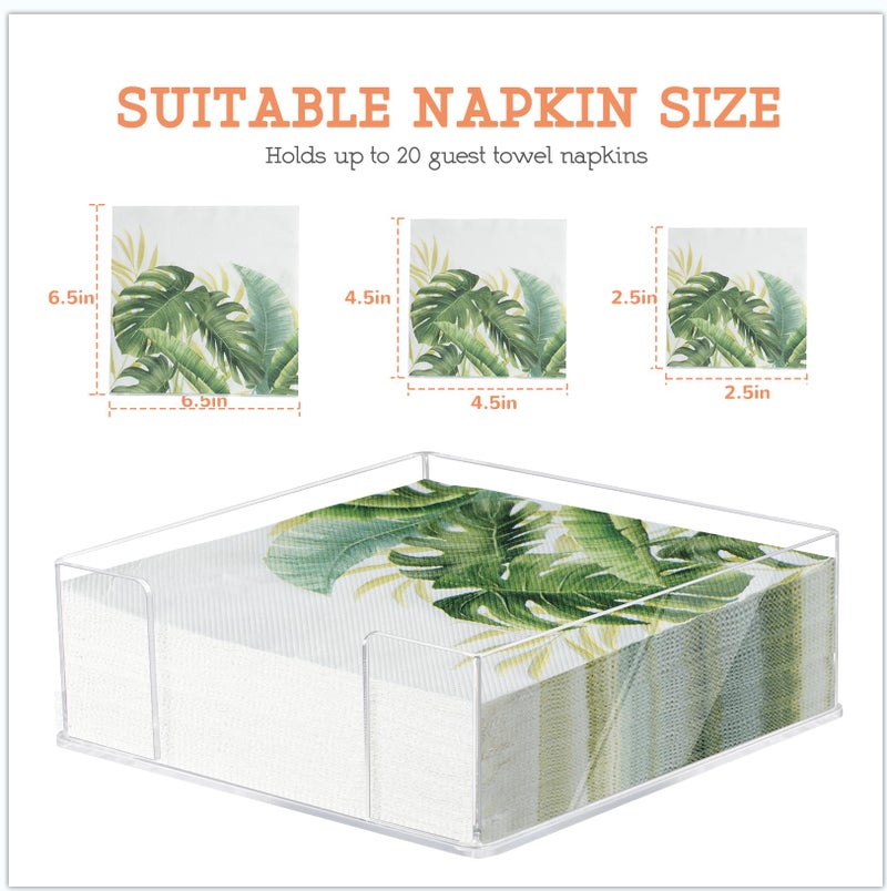 Simetufy Acrylic Napkin Holder, Acrylic Napkins Holder for Table and Kitchen, Table Top Napkin Holders, Napkin Tray for for Bathroom, Kitchen, Parties, Weddings, Events 7 x 7 inches - Image 3