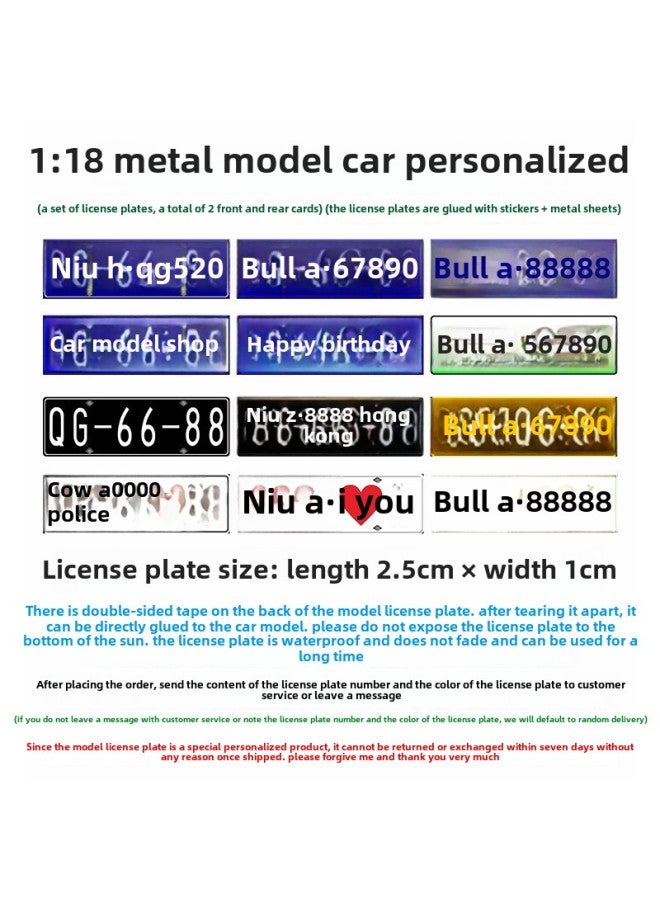 Loquat Speed Bump Traffic Light Parking Garage Road Cone Car Model Toy Scene Ornaments Signs License Plate Underground-Color:1:18 Model License Plate (set Of 2 Pieces) - Image 1