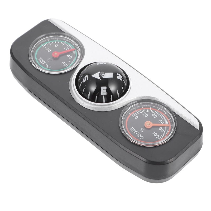 Black 3 In 1 Car Dashboard Compass Thermometer Hygrometer Ball For Trucks Boats Cars - Image 2