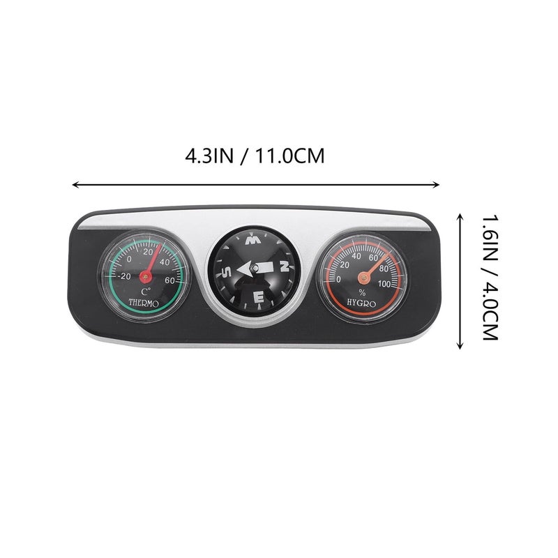 Black 3 In 1 Car Dashboard Compass Thermometer Hygrometer Ball For Trucks Boats Cars - Image 3