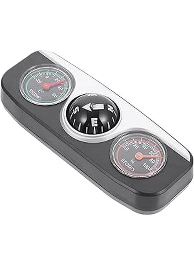 Black 3 In 1 Car Dashboard Compass Thermometer Hygrometer Ball For Trucks Boats Cars - Image 1