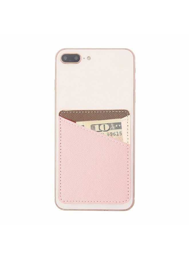 lenoup PU Leather Stick on Cell Phone Wallet,Cell Phone Card Holder Phone Pocket for Credit Card, Business Card ID and Keys(Beige) - Image 2
