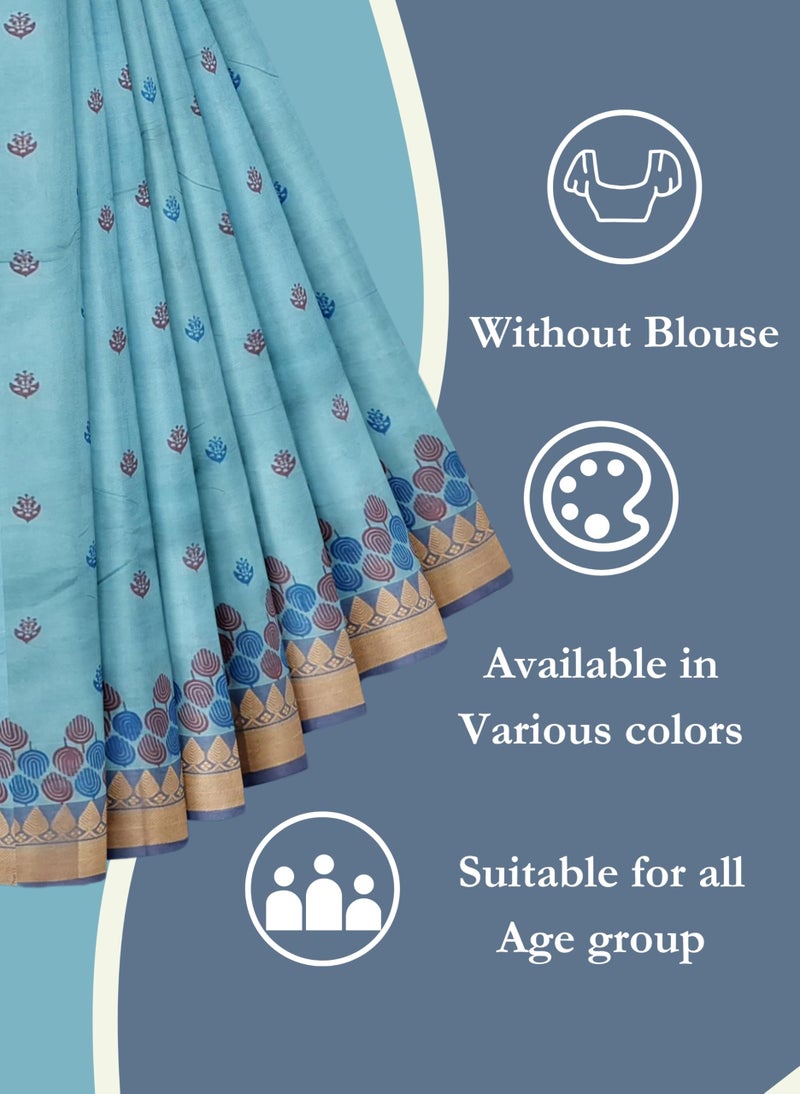 NandaVanam Women's Chettinad Cotton Saree without Blouse | Soft, Comfort, Pure Cotton Sarees | Chettinad Pure Cotton Sarees | Handloom Sarees for Women Daily use, All Occasion Wear (Color1) - Image 5