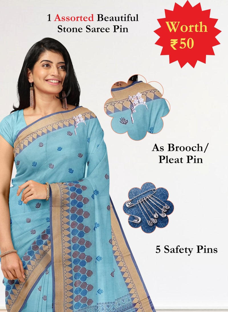 NandaVanam Women's Chettinad Cotton Saree without Blouse | Soft, Comfort, Pure Cotton Sarees | Chettinad Pure Cotton Sarees | Handloom Sarees for Women Daily use, All Occasion Wear (Color1) - Image 3