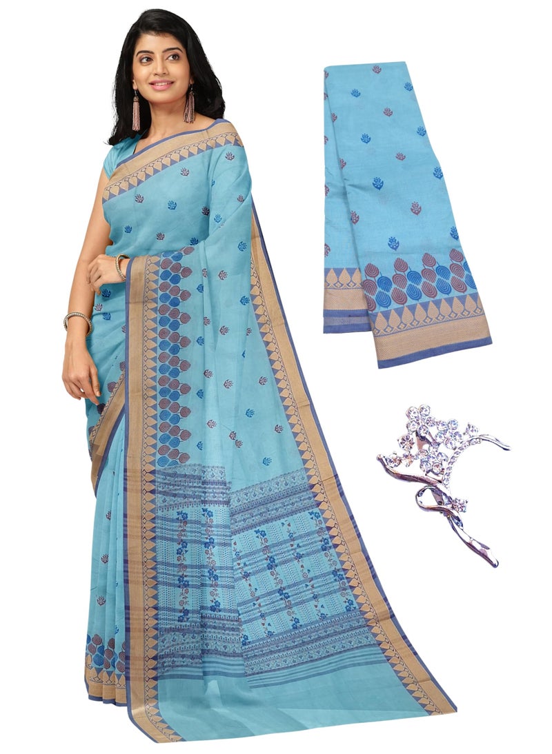 NandaVanam Women's Chettinad Cotton Saree without Blouse | Soft, Comfort, Pure Cotton Sarees | Chettinad Pure Cotton Sarees | Handloom Sarees for Women Daily use, All Occasion Wear (Color1) - Image 1