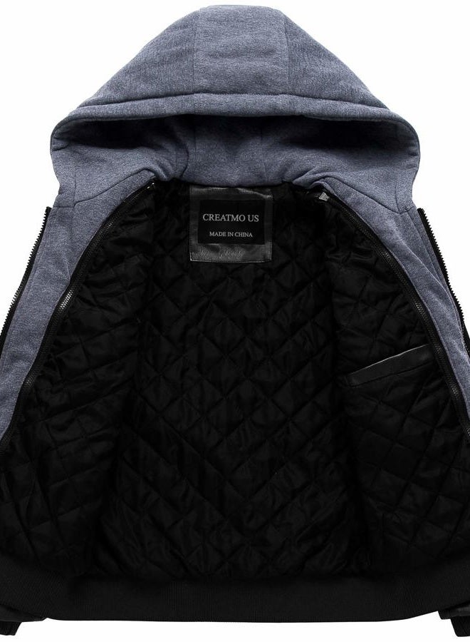 CREATMO US Men's Faux Leather Motorcycle Waterproof Windproof PU Moto Vintage Bomber Hoodie with Removable Hood-Black, Medium - Image 3