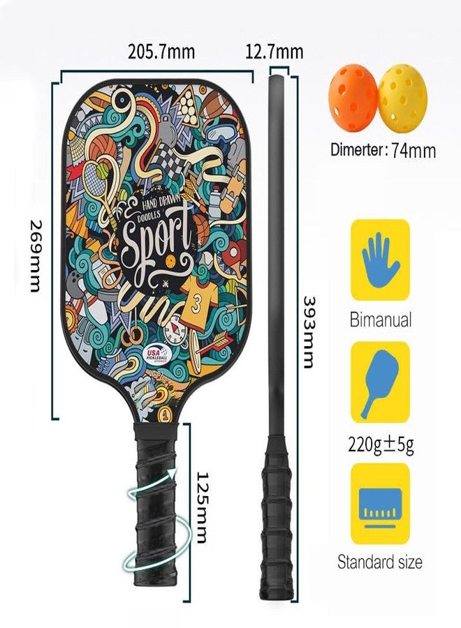 Lampostick Pickleball Paddles Set of 2 or 4, USAPA Approved Pickleball Paddles Set with 4 Pickle Balls and Carry Bag, Fiberglass Rackets 2 Pack Gifts for Beginners&Pros - Image 2