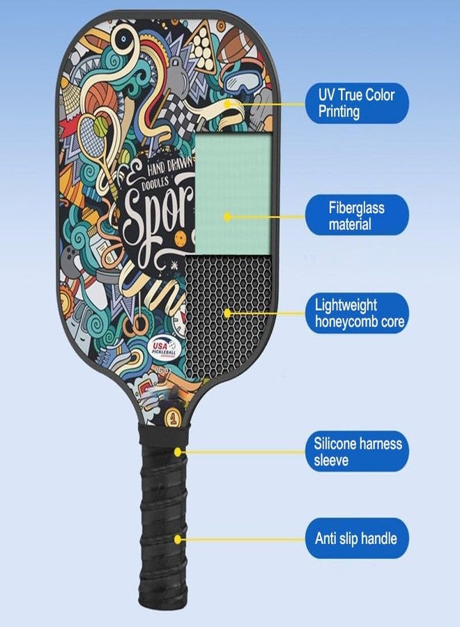 Lampostick Pickleball Paddles Set of 2 or 4, USAPA Approved Pickleball Paddles Set with 4 Pickle Balls and Carry Bag, Fiberglass Rackets 2 Pack Gifts for Beginners&Pros - Image 3