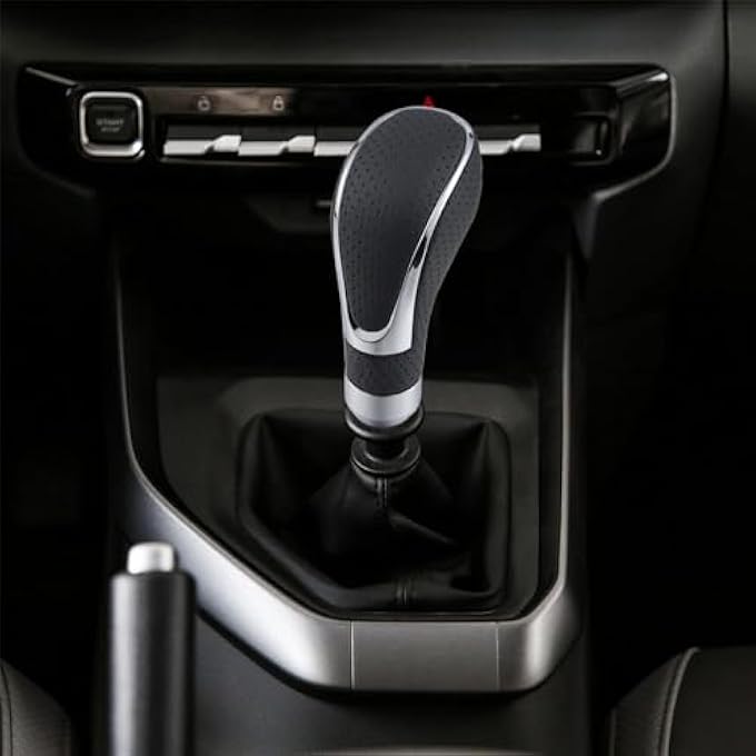 rayihni Azonee Gear Stick Knob Black Leather Shift Handle Lever Shifter Head Transmission fit Most Automatic Manual Vehicles Trucks Cars 1 Pcs - Image 3