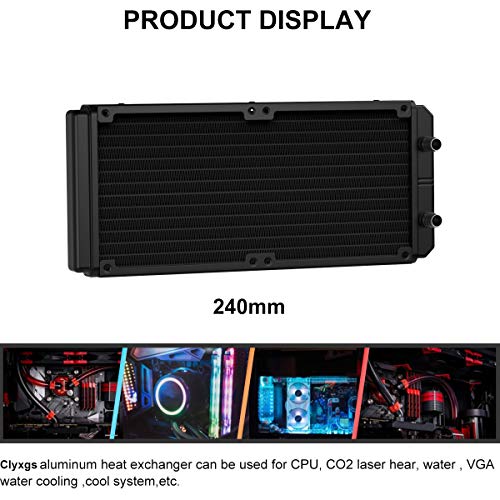 Clyxgs Water Cooling Radiator, 12 Pipe Aluminum Heat Exchanger Radiator with Tube for PC CPU Computer Water Cool System DC12V 240mm - Image 5