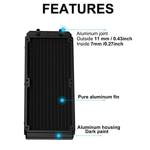 Clyxgs Water Cooling Radiator, 12 Pipe Aluminum Heat Exchanger Radiator with Tube for PC CPU Computer Water Cool System DC12V 240mm - Image 4