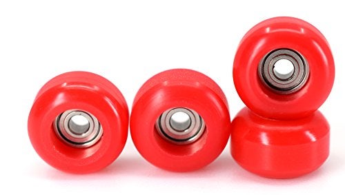 Teak Tuning CNC Polyurethane Fingerboard Bearing Wheels Red Set of 4 Wheels Durable Material with a Hard Durometer Teak Tuning - Image 1
