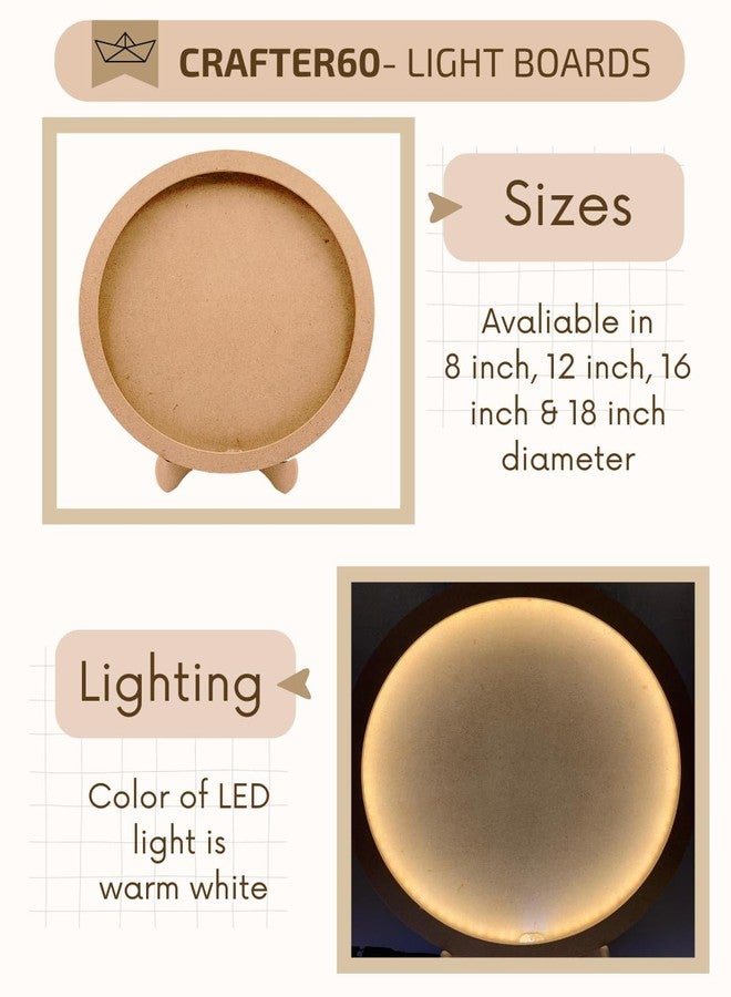 CRAFTER60 Wooden Light Board for DIY Moon Texture Artwork, Dot Mandala & Creative Art Projects – Available in 8", 12", 16", and 18" Sizes – To Gift for Artists, Kids, and Hobbyists – Ideal for Painting, Crafting, and Gifting - Image 3