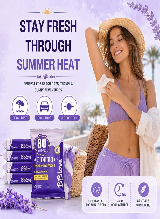 BBlove Acidified Body Wipes - 24H Odor Control, pH Balanced for Underarms & Whole Body, Aluminum-Free & Skin-Loving Formula, 80 Wipes - Image 4