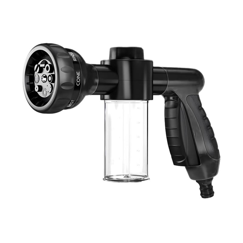 Wevdn Car Wash Nozzle High Pressure 8 Adjustable Patterns Sprayer with Soap Dispenser Universal Garden Hose Foam Nozzle for Car Washing and House Cleaning Car Accessories Black - Image 2