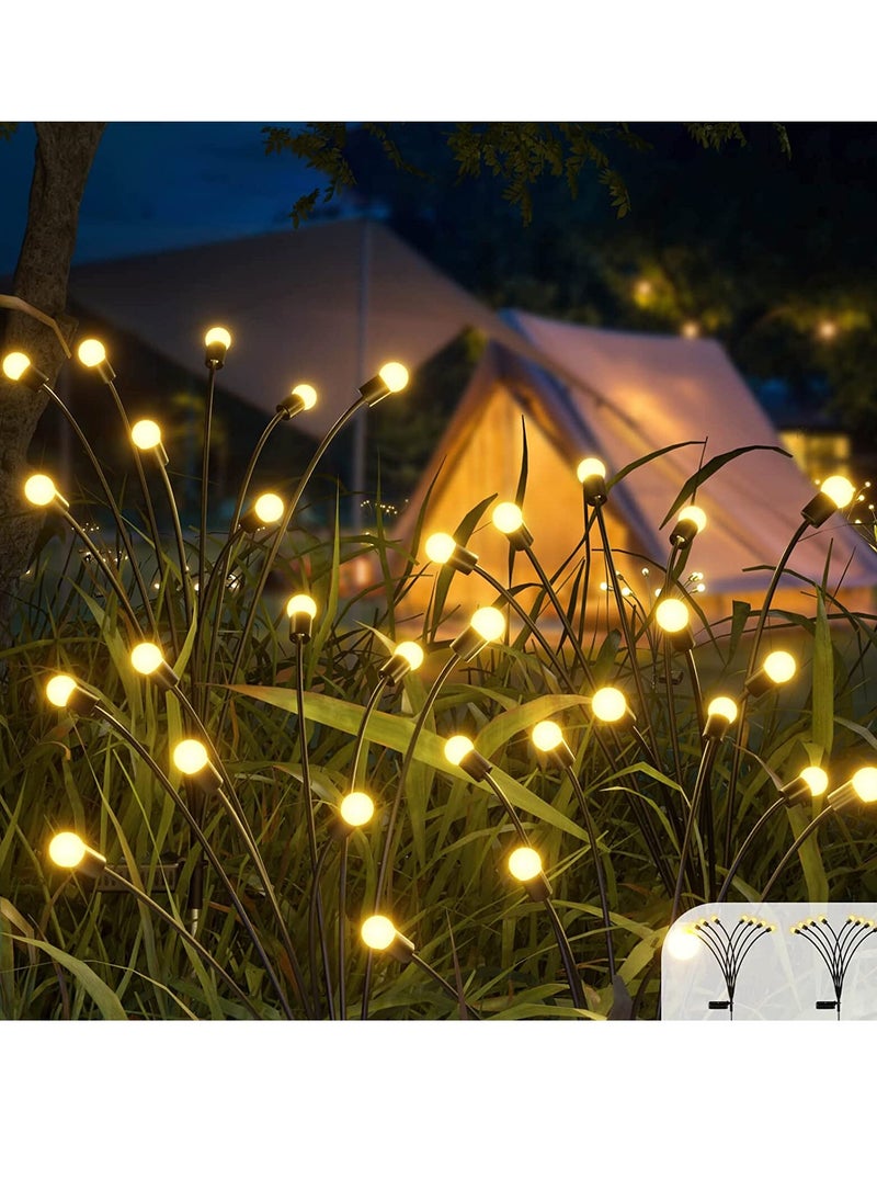 GUDOO 2 Pack 8LED Solar Lamps Solar Swaying Firefly Lamps Solar Powered Firefly Lights Outdoor Waterproof Ground Plug Solar Powered Garden Lights Warm White  - Image 1