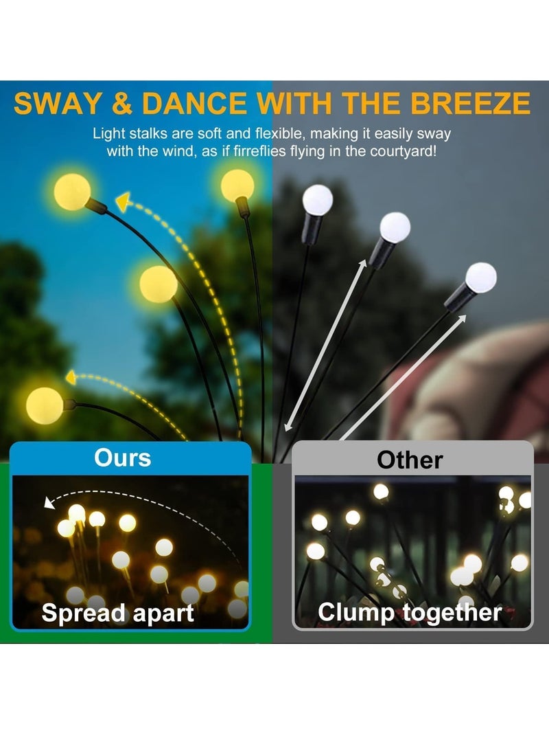 GUDOO 2 Pack 8LED Solar Lamps Solar Swaying Firefly Lamps Solar Powered Firefly Lights Outdoor Waterproof Ground Plug Solar Powered Garden Lights Warm White  - Image 2