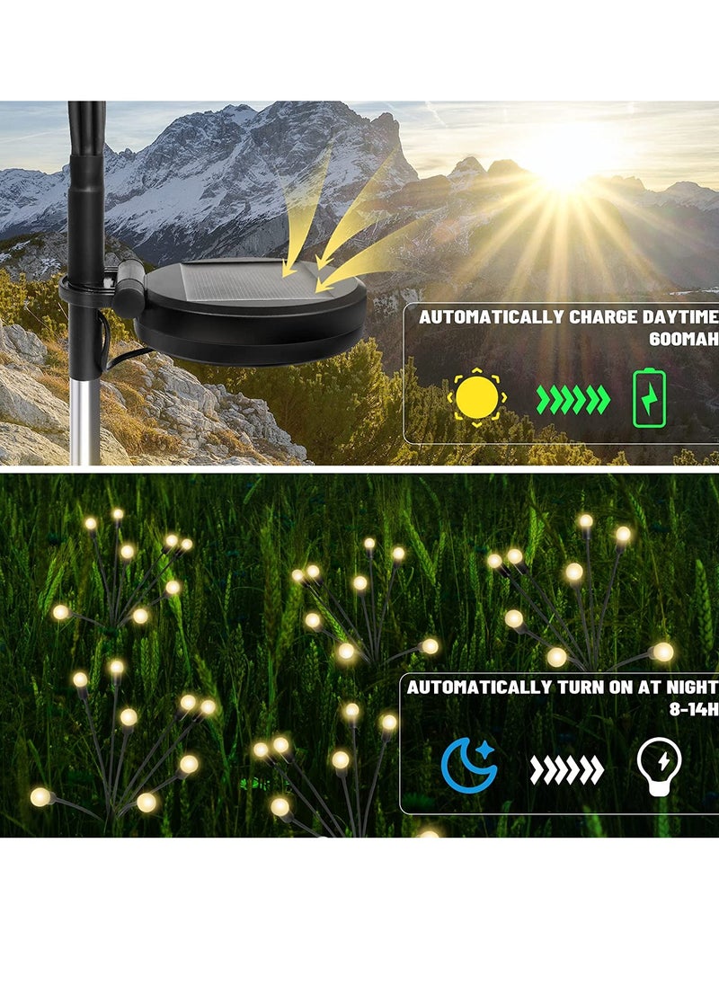 GUDOO 2 Pack 8LED Solar Lamps Solar Swaying Firefly Lamps Solar Powered Firefly Lights Outdoor Waterproof Ground Plug Solar Powered Garden Lights Warm White  - Image 3