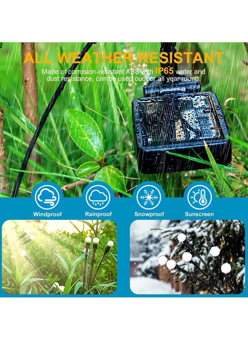 2 Pack 8LED Solar Lamps Solar Swaying Firefly Lamps Solar Powered Firefly Lights Outdoor Waterproof Ground Plug Solar Powered Garden Lights Warm White