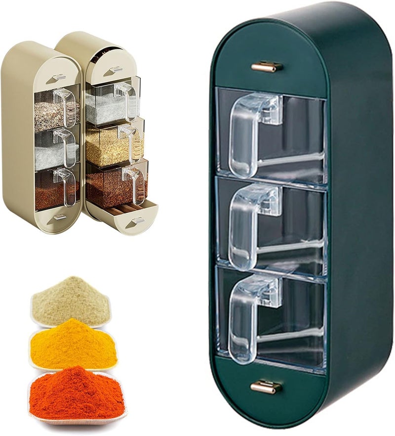 comfrt Wall-Mounted Spice Organizer - [2023 New] 5-Layer Clear Acrylic Spice Shelf Storage Holder - Non-Punching Seasoning Rack Organizer - Home Kitchen Organization for Seasoning (Dark Green) - Image 1