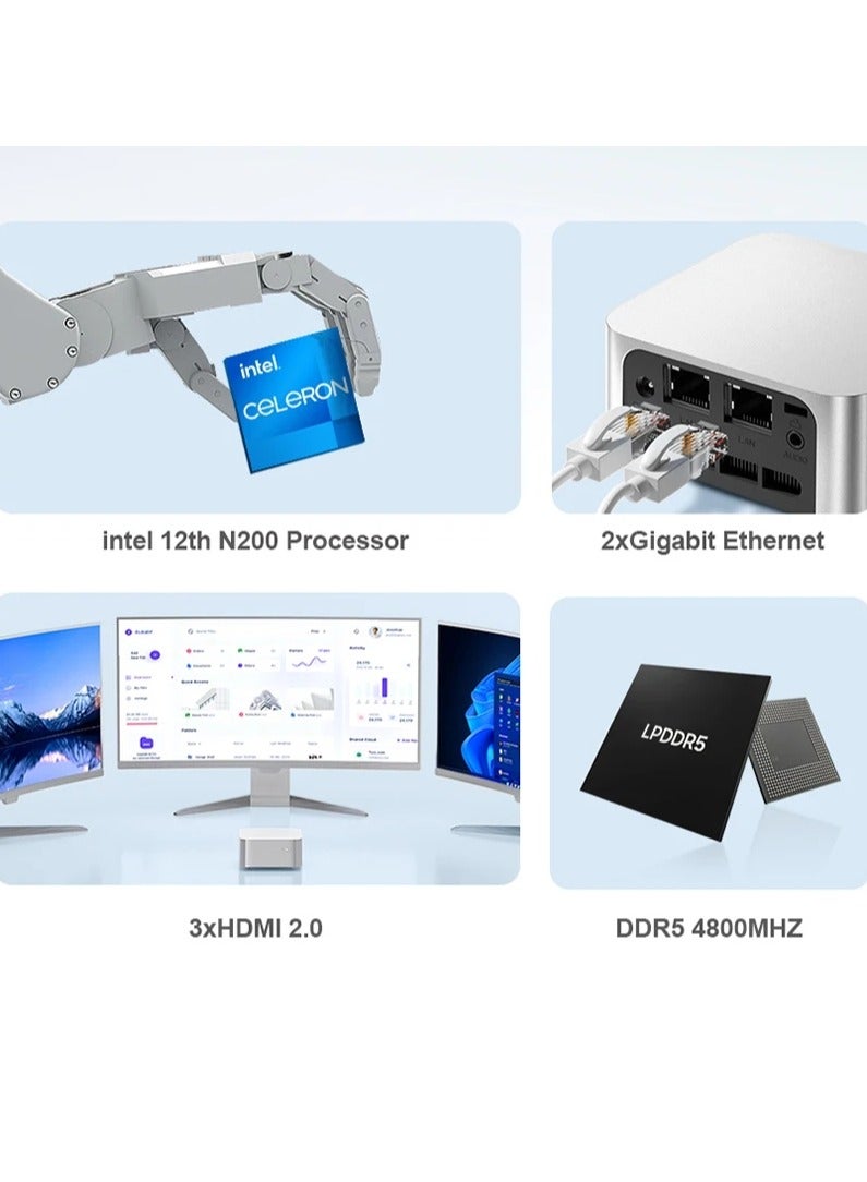 AROAQ T8Plus Mini Host Dual Gigabit Network Port N100N5095 Office Game 4K Portable MiniPC Computer  - Image 2