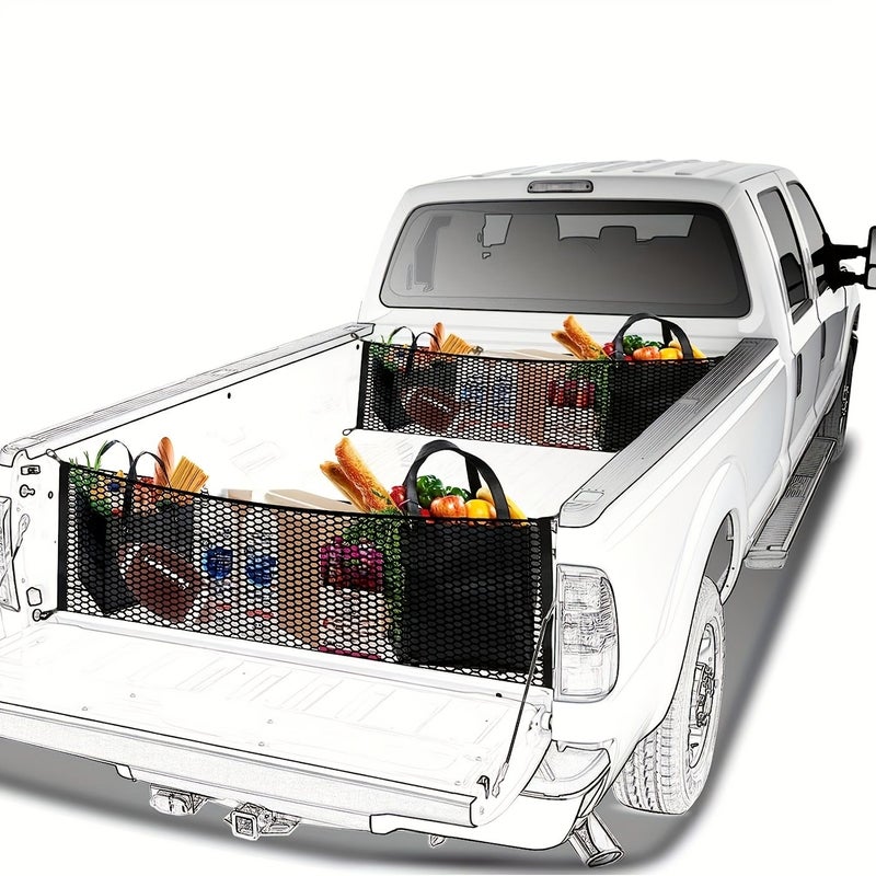 Black Adjustable Elastic Nets for Car Trunk Organization and Home Storage - Image 1