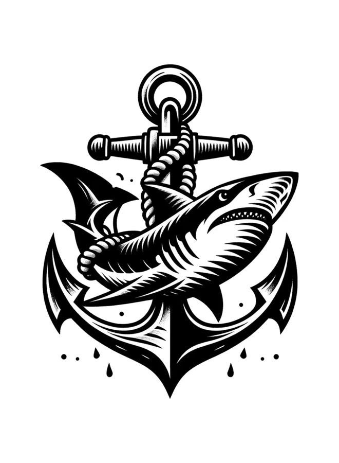 Dopetattoo 6 أوراق تاتو مؤقتة مراسي سمكة قرش عجلة قيادة للرجال تاتو مؤقت للبحارة للرقبة والذراع والصدر للنساء - Image 1