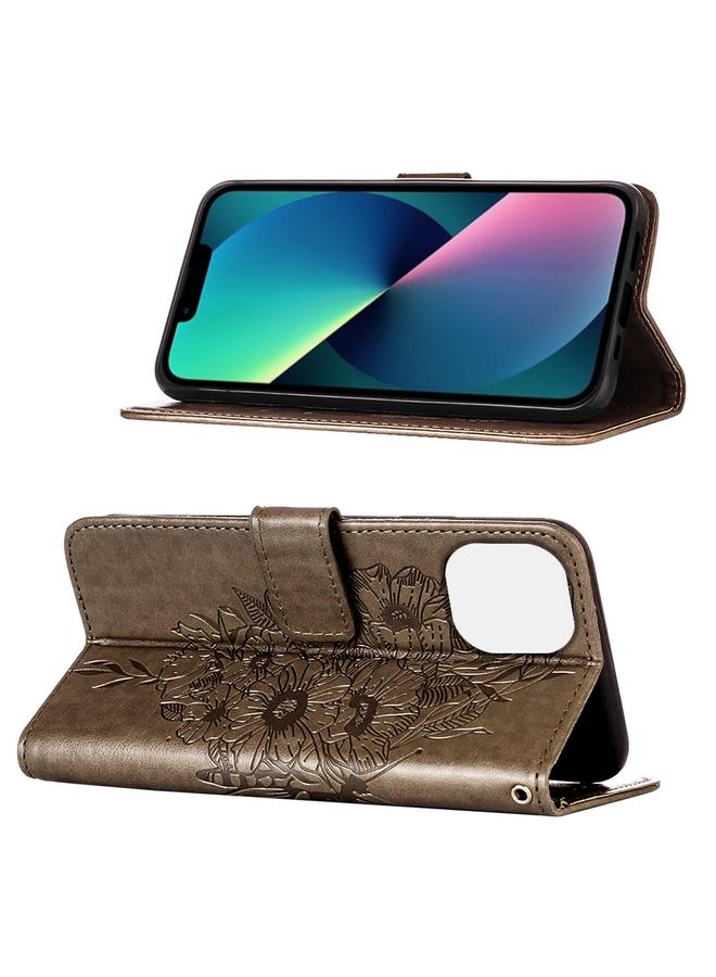 اس-توب جراب هاتف iPhone 14 Plus من الجلد المنقوش بنقشة الفراشة - Image 4