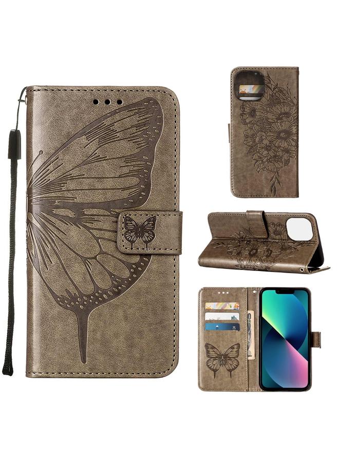 اس-توب جراب هاتف iPhone 14 Plus من الجلد المنقوش بنقشة الفراشة - Image 1