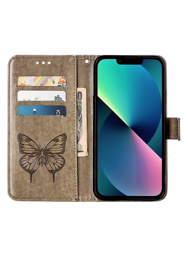 اس-توب جراب هاتف iPhone 14 Plus من الجلد المنقوش بنقشة الفراشة - Image 3