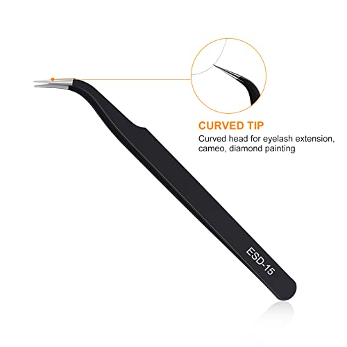 kaverme 9PCS Precision Tweezers Set, Upgraded Anti-Static Stainless Steel of Tweezers, for Electronics, Soldering, Laboratory Work, Jewelry-Making, Model, Craft - Image 5