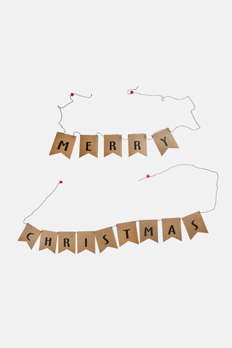 Muy Mucho Merry Christmas Garland, Tan - Image 1