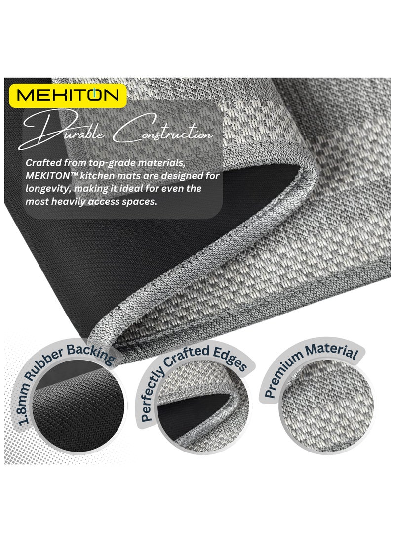 MEKITON MEKITON Set of 2 PCs Premium Anti Fatigue Kitchen Mat, Non Slip Natural Rubber Mats, Washable Runner Rugs for Kitchen Floor Front of Sink, Laundry Room  45X120CM + 45X75CM (Grey)  - Image 2
