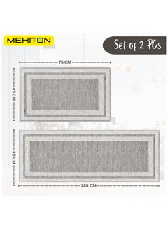 MEKITON MEKITON Set of 2 PCs Premium Anti Fatigue Kitchen Mat, Non Slip Natural Rubber Mats, Washable Runner Rugs for Kitchen Floor Front of Sink, Laundry Room  45X120CM + 45X75CM (Grey)  - Image 3