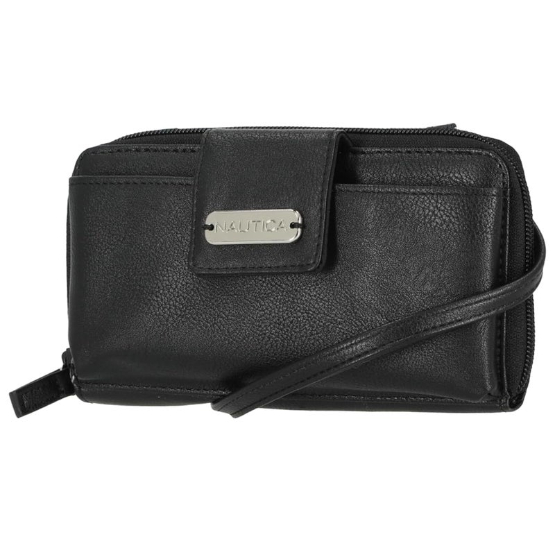NAUTICA Nautica Harbor Womens Crossbody Purse RFID Blocking Zip Around Clutch Wallet, Black - Image 1
