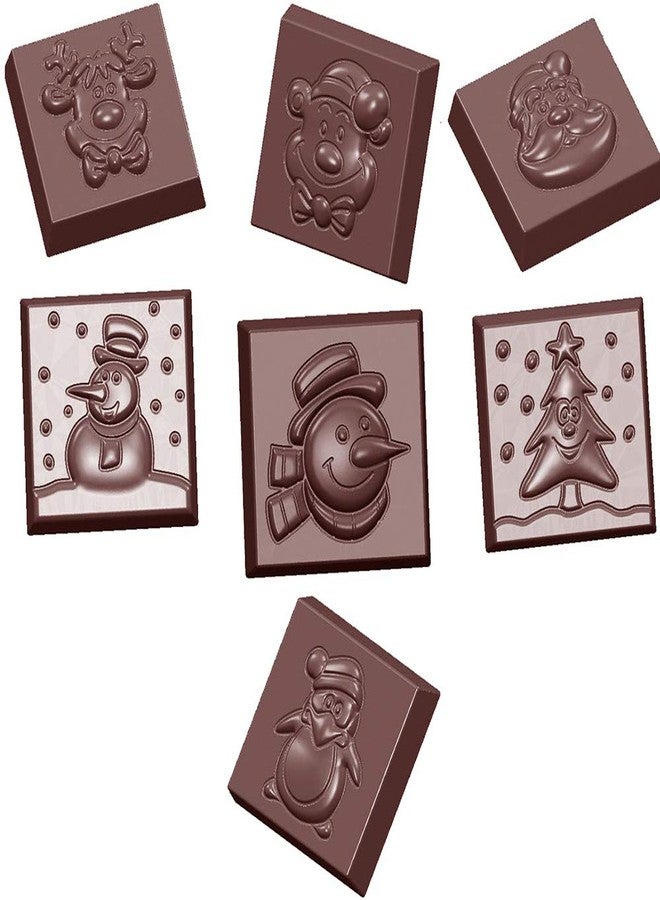 Chocolate World CW1660 Polycarbonate Candy Mold with 21 Christmas-Theme Square Cavities - Image 1