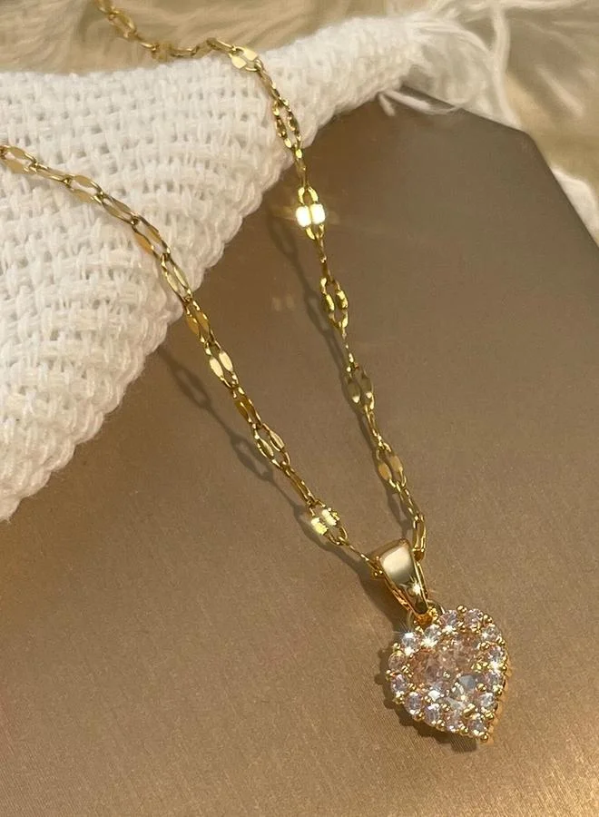 Take Two Take Two Gold Embellished Heart Pendant Necklace