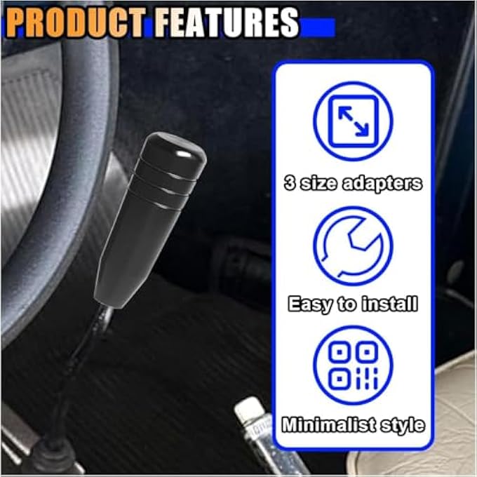rayihni Weighted Shifter Knob 5 Inch Universal Aluminum Alloy Car Gear Lever Metal Stick Shift Handle Shifter Knobs Retainer for Manual Automatic Vehicles with 3 Adapters Black - Image 4