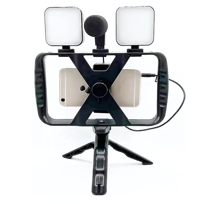 Lapras 𝟏𝟓 𝐘𝐞𝐚𝐫𝐬 𝐆𝐮𝐚𝐫𝐚𝐧𝐭𝐞𝐞 Portable Vlogging Kit with Tripod, LED Light, Mic & Phone Holder | Smartphone Video Kit for YouTube, Reels, Instagram - Image 1