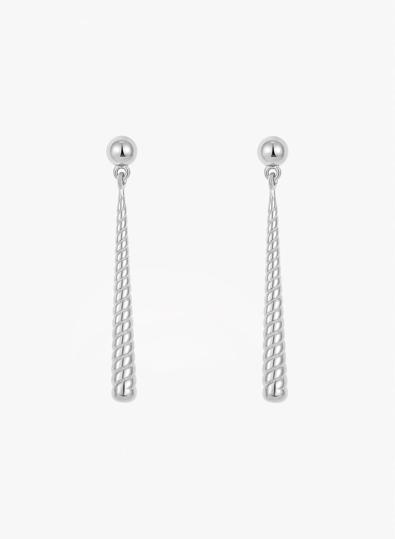 Raia Teardrop Earrings - Spiral Edition - Rhodium Plated S925 - Image 1