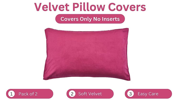 UmI. Brand Umi Super Soft Velvet Pillow CoverCase Pillowcase with Hidden Zipper Pack of 2 Cozy Luxury Fuzzy Pillow Cover with Zipper 17x27 Inches 17X27Inches Off Red - Image 4