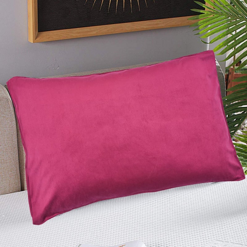 UmI. Brand Umi Super Soft Velvet Pillow CoverCase Pillowcase with Hidden Zipper Pack of 2 Cozy Luxury Fuzzy Pillow Cover with Zipper 17x27 Inches 17X27Inches Off Red - Image 2