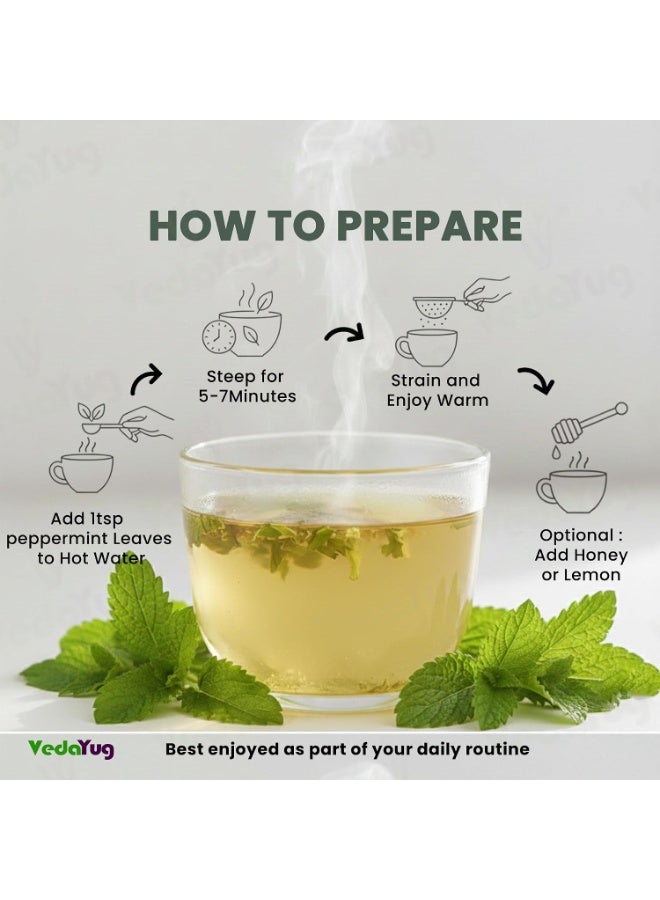 VY VedaYug VedaYug Peppermint Dried Leaves, Loose Leaf Herbal Tea, Caffeine Free, 70g - Image 4